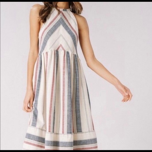 SOLD πListicle Midi Linen Striped Dress EUC M - Picture 5 of 12